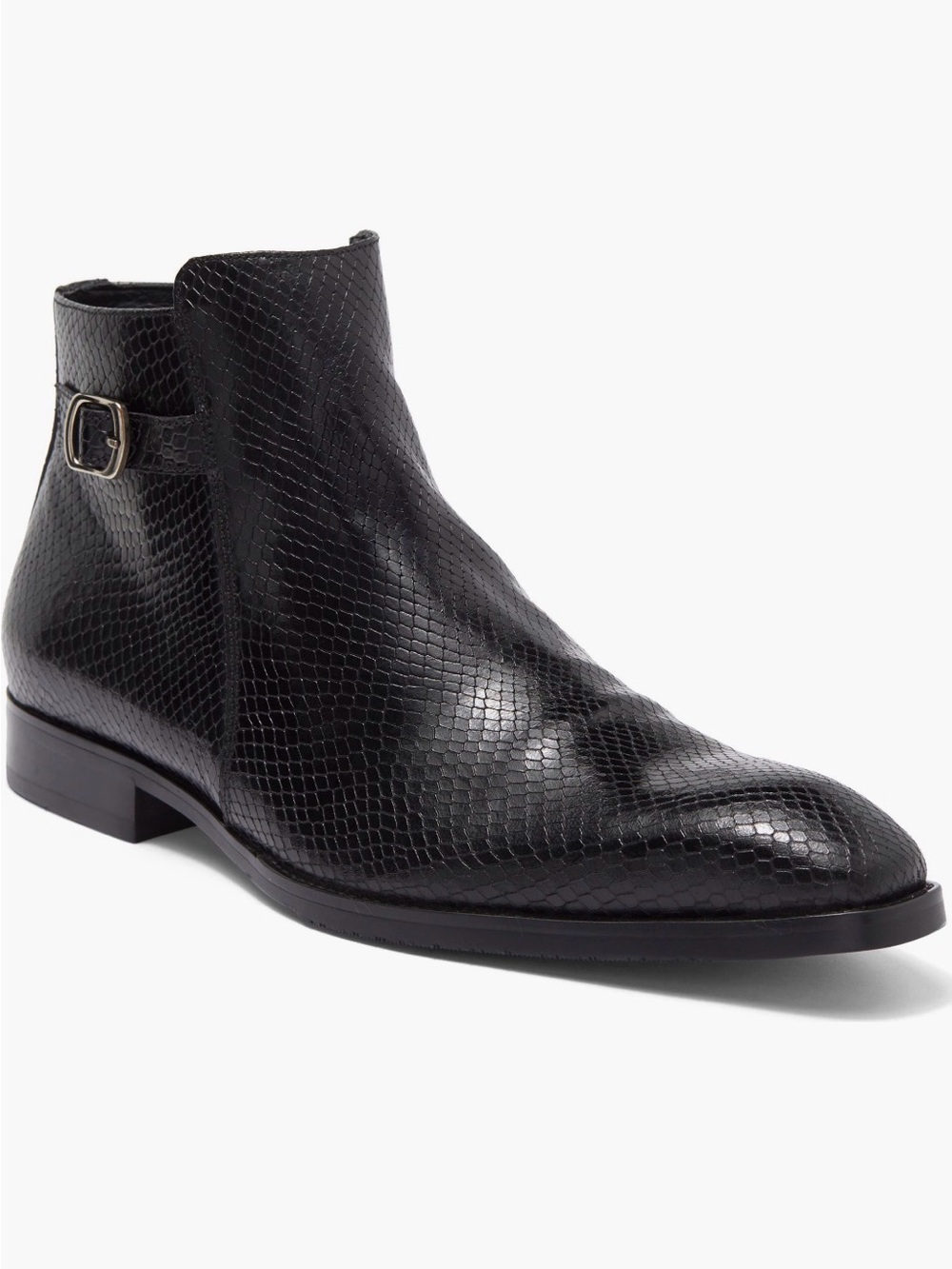 Maison Forte Eastside Snake Embossed Leather Chelsea Boot with Side Buckle